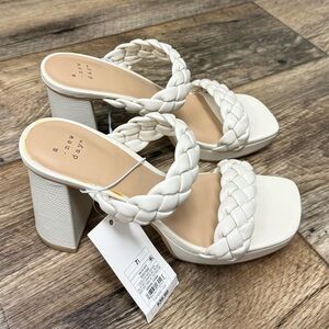 A New Day Cream Braided Block Heel Sandals